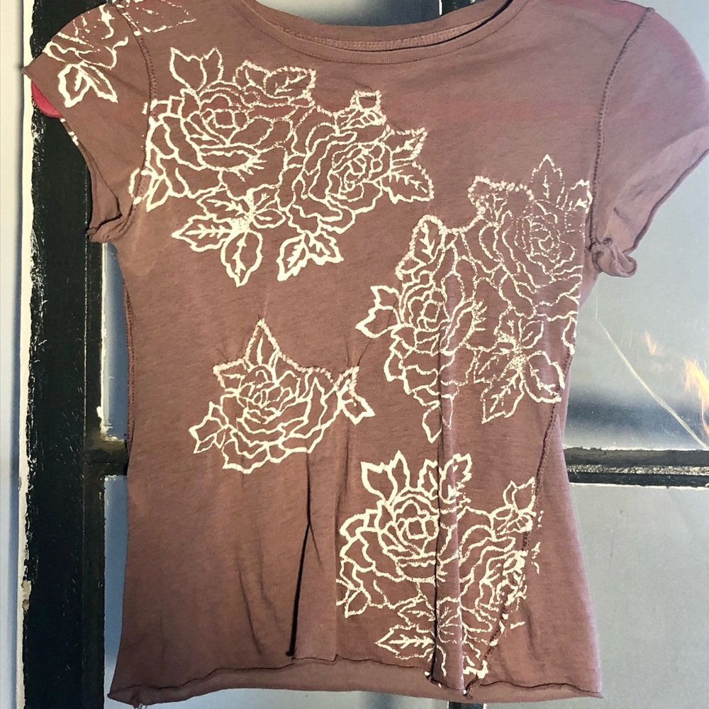 AUTHENTIC 90s VINTAGE TOP W TEXTURED VELVET EMBROIDERY